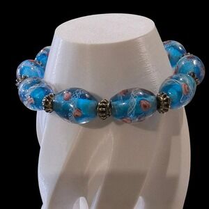 Vintage Murano Style Lampwork Glass Stretch Bracelet
